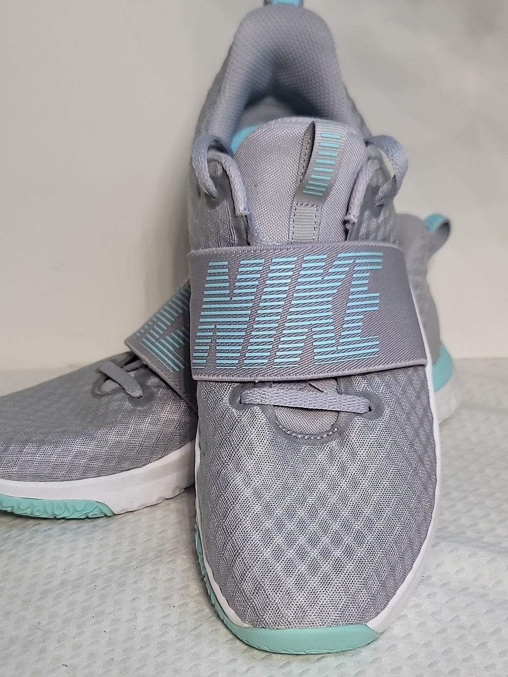 Nike Light Gray and Teal Women's Training Sneakers